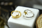 Starfish Ring: Nature Inspired Silver with Gold Accent - Adjustable