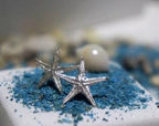 Starfish Earrings: Sterling Silver with Blue Zircon - Nature Inspired