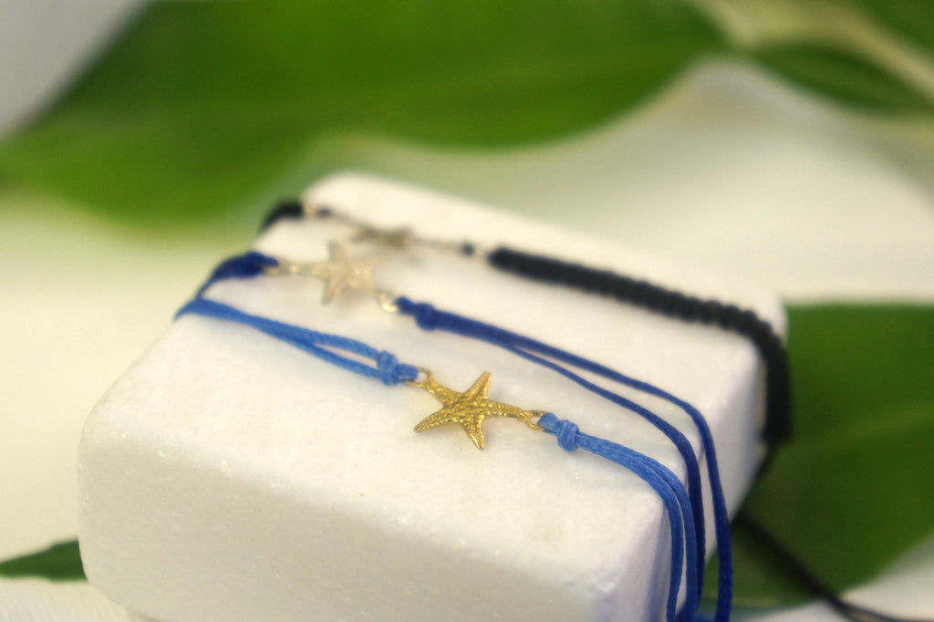 Silver Starfish Cord Bracelet - Real Charm, Adjustable Fit