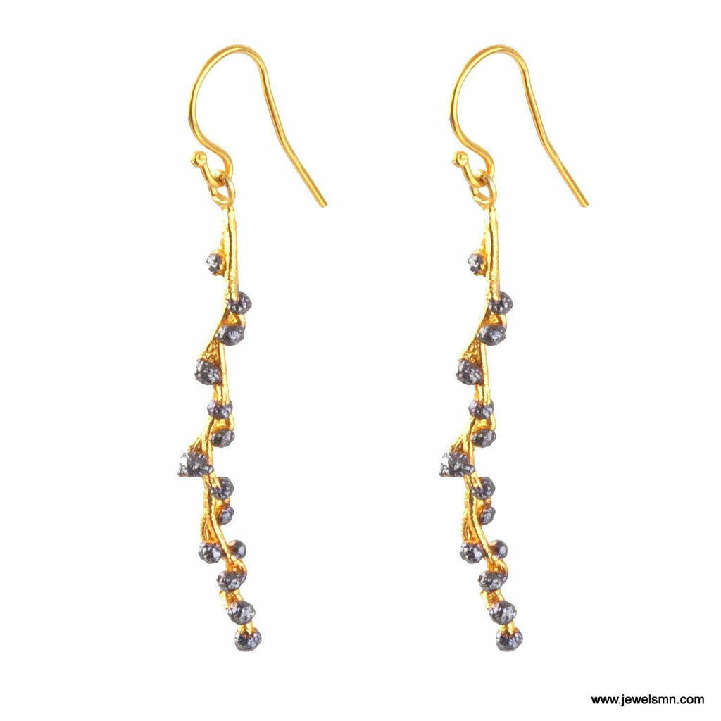 Acacia Leaf Earrings: Gold Plated Brass - Organic Botanical Style