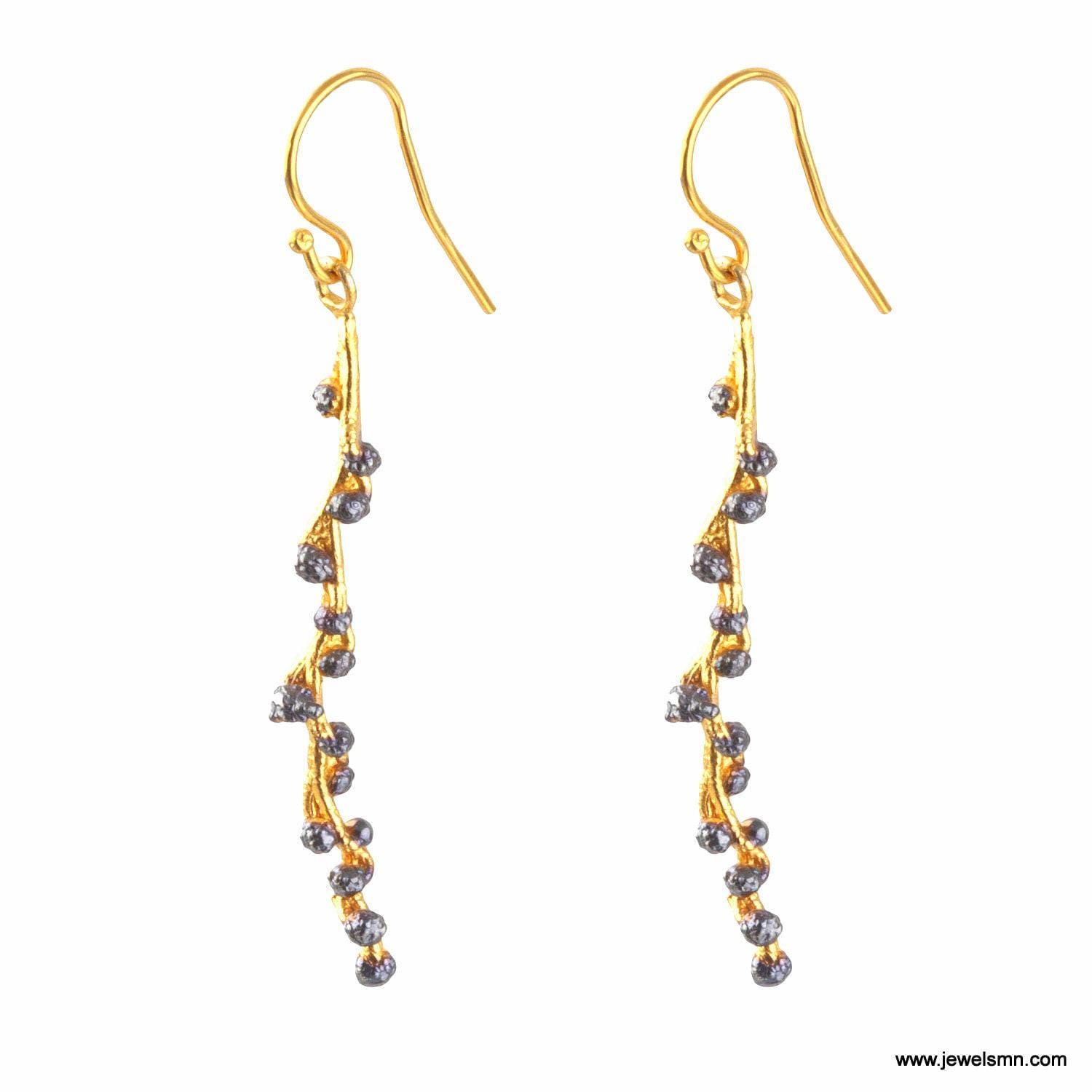 Acacia Leaf Earrings: Gold Plated Brass - Organic Botanical Style