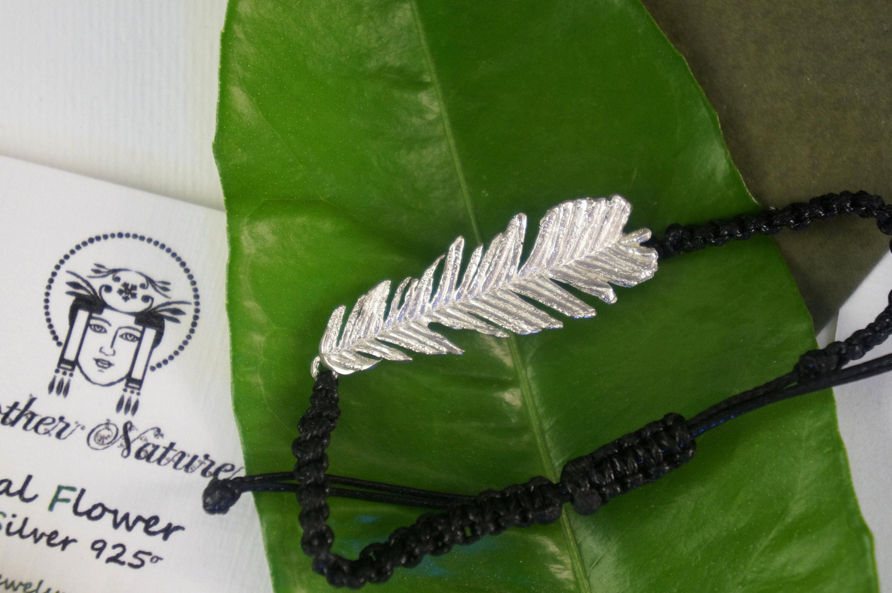 Acacia Leaf Bracelet: Adjustable Cord, Natural Botanical Jewelry