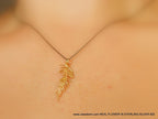 Acacia Leaf Necklace, Gold-Plated Silver Pendant, Eco-Friendly Mimosa Jewelry, Nature-Inspired Gift