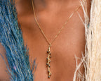 Earth-Friendly Acacia Branch Necklace - Gold Plated with Black Rhodium Detail