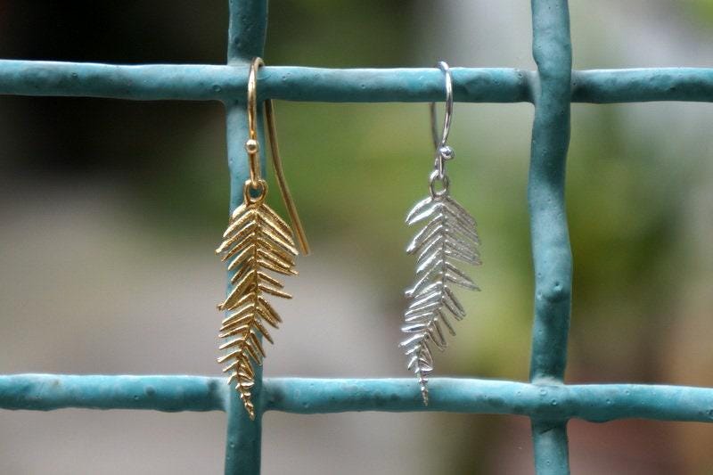 Acacia Leaf Stud Earrings: Real Silver, Nature-Inspired Jewelry