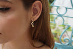 Sterling Silver Hoop Earrings: Gold Plated Acacia Branch - Minimalist