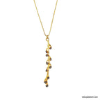 Acacia Branch Necklace: Gold-Plated Brass with Black Rhodium Detail