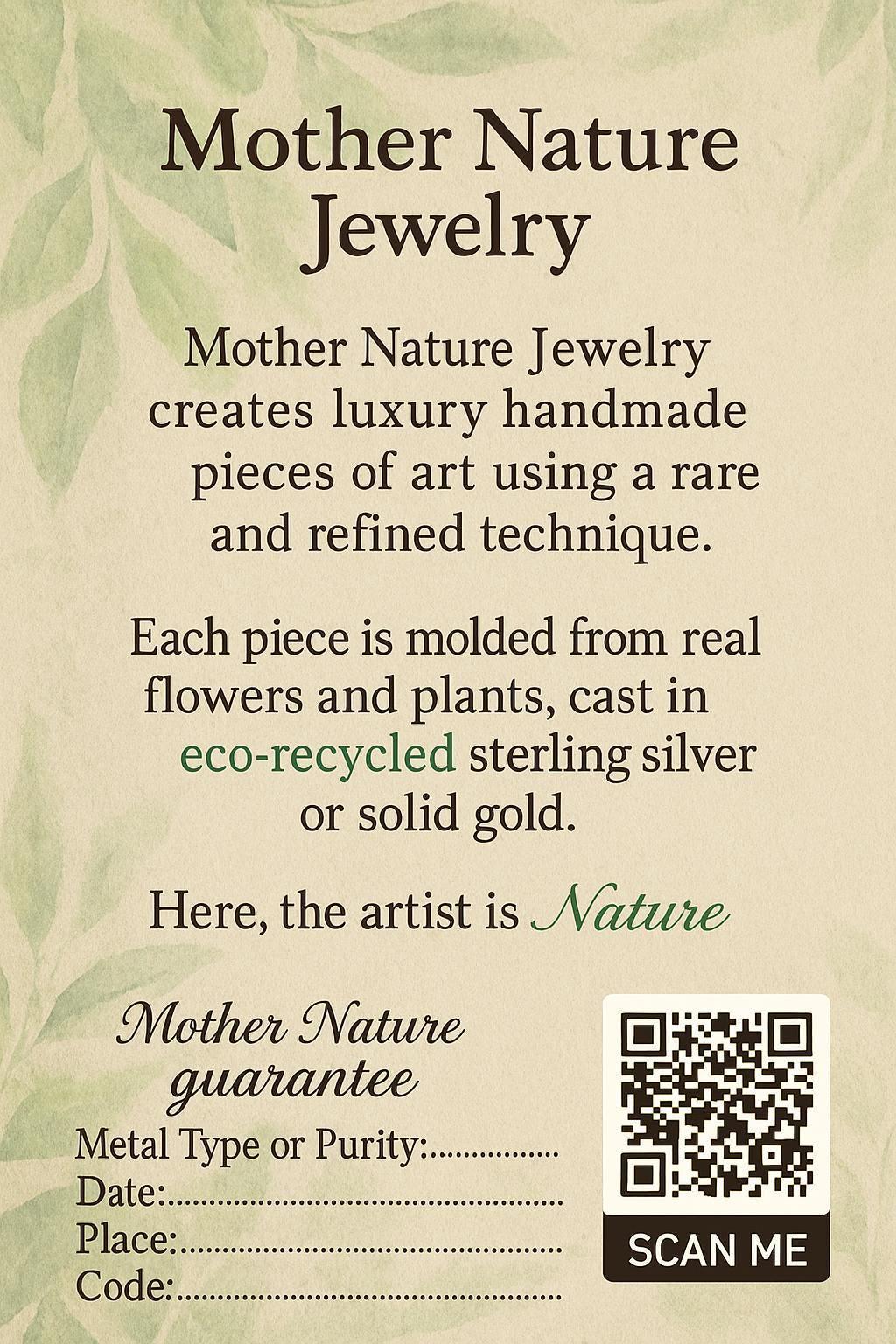 Earth-Friendly Acacia Branch Necklace - Gold Plated with Black Rhodium Detail