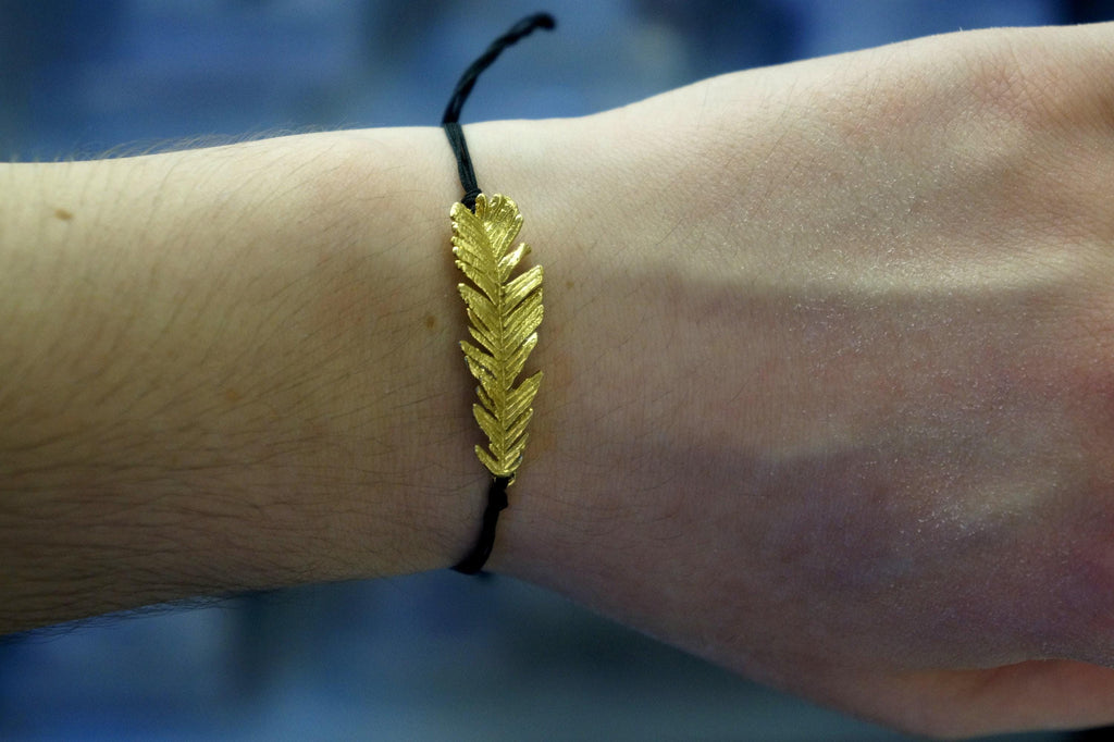 Acacia Leaf Bracelet: Adjustable Cord, Natural Botanical Jewelry