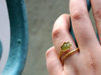 Sea Shell Ring, Sterling Silver with Green Murano Glass, Gold-Plated Eco Jewelry