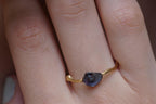 Sterling Silver Ring: Dainty Sea Shell and Twig Design - Gold Accents