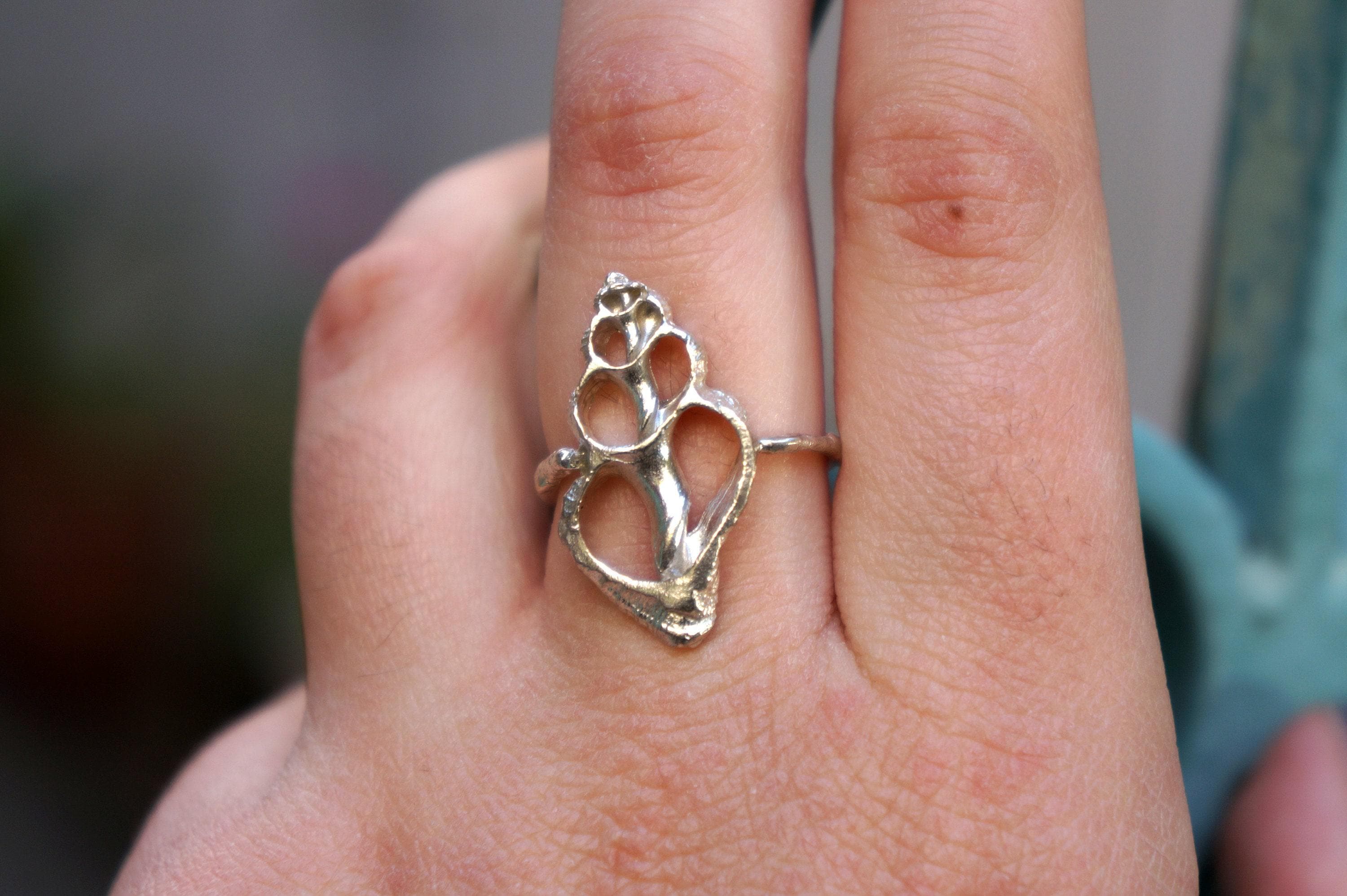 Big Sea Shell Ring: Handmade Sterling Silver, Nature Inspired