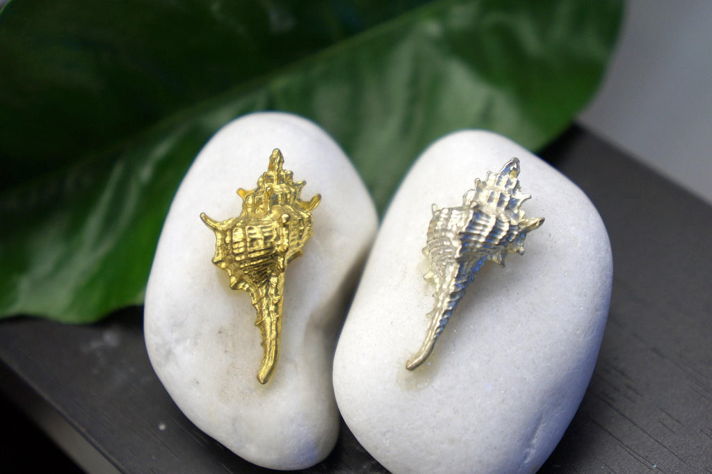 Gold-Plated Brass Sea Shell Statue, Miniature Home Decor (Handmade)