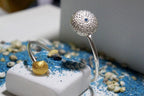 Sterling Silver Shell Bracelet - Adjustable Sea Urchin Design