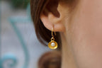 Minimalist Shell and Pearl Earrings: Dainty Sterling Silver, 14k Gold