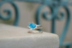 Silver Limpet Shell Ring: Nature Inspired Jewelry (Blue Murano Glass)
