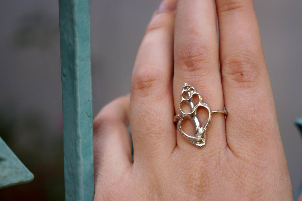 Big Sea Shell Ring: Handmade Sterling Silver, Nature Inspired