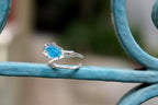 Silver Limpet Shell Ring: Nature Inspired Jewelry (Blue Murano Glass)