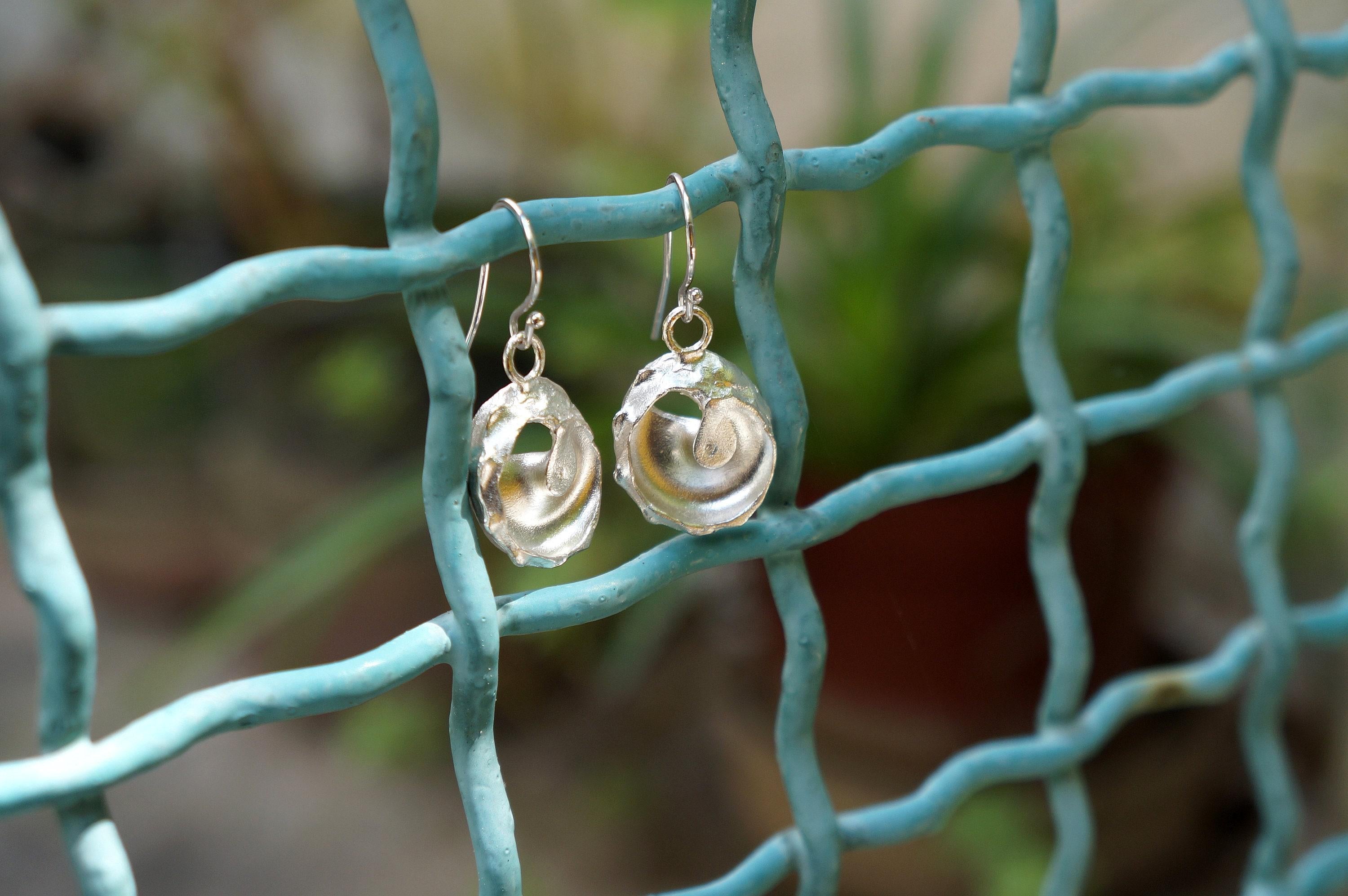 Beach Jewelry Silver Earrings, Sea Shell Dangles (Small, Lightweight)