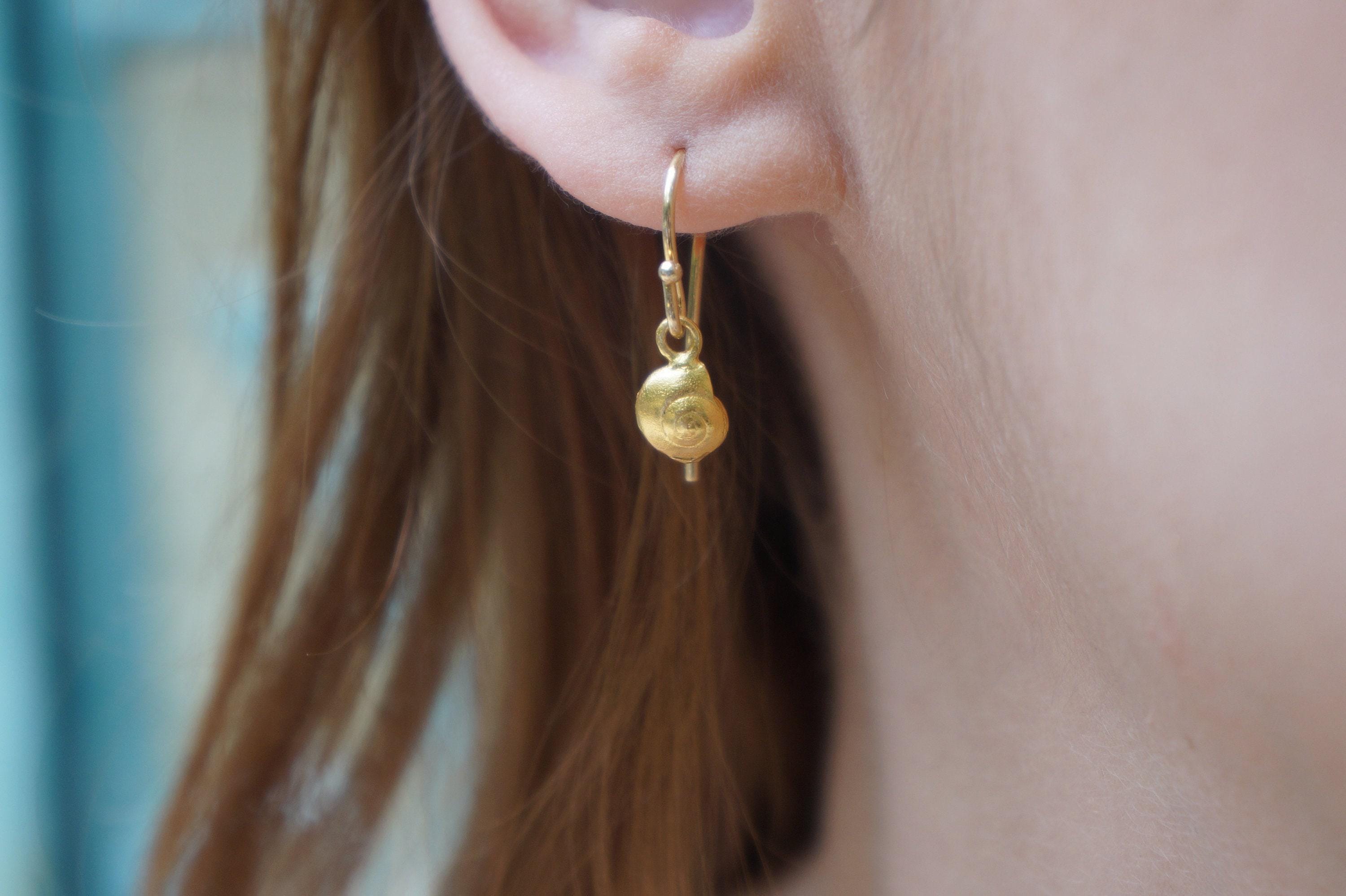 Nature-Inspired Sea Shell Earrings, Sterling Silver or 14k Gold (Dainty, Small)