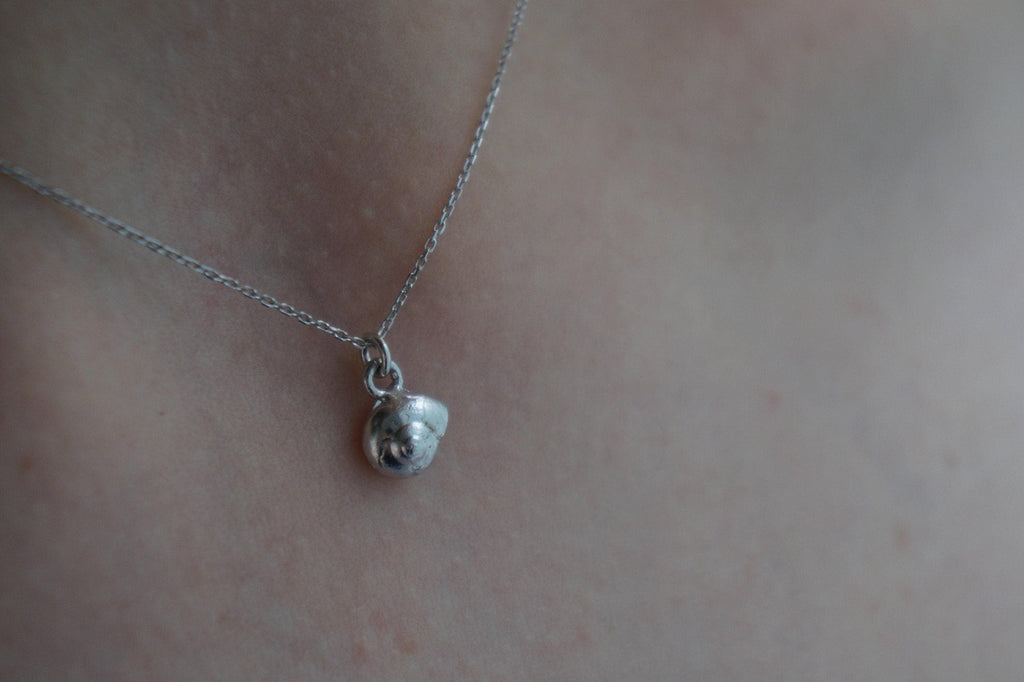 Dainty Sea Shell Necklace: Minimal Sterling Silver Chain