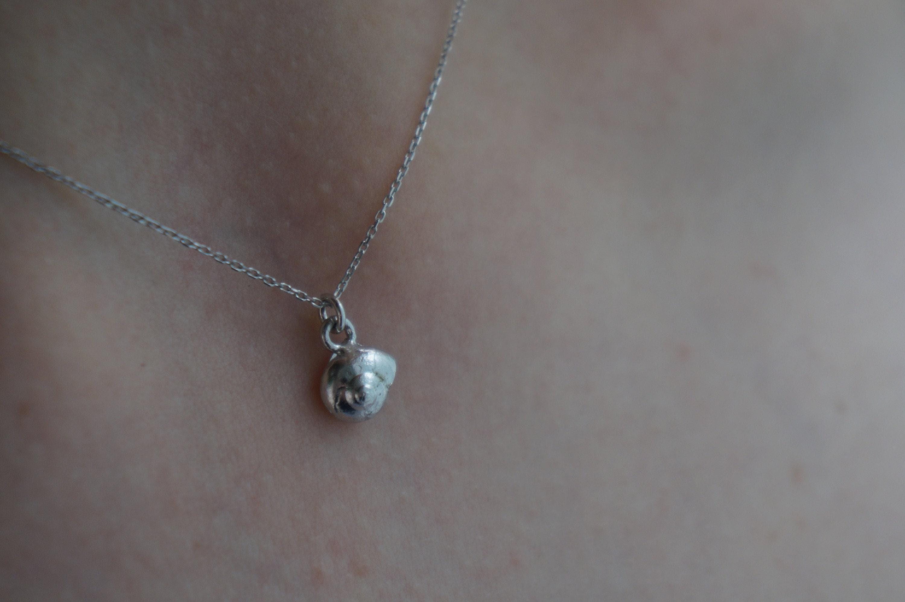 Dainty Sea Shell Necklace: Minimal Sterling Silver Chain