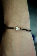 Adjustable Wax Cord Bracelet: Real Sea Shell - Sterling Silver