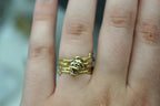 Jasmine Twig Ring: Real Sea Shell Accent (Sterling Silver, Gold Plated)