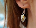 Sterling Silver Sea Shell Earrings: Half Heart Nautical Studs (Eco-Friendly)