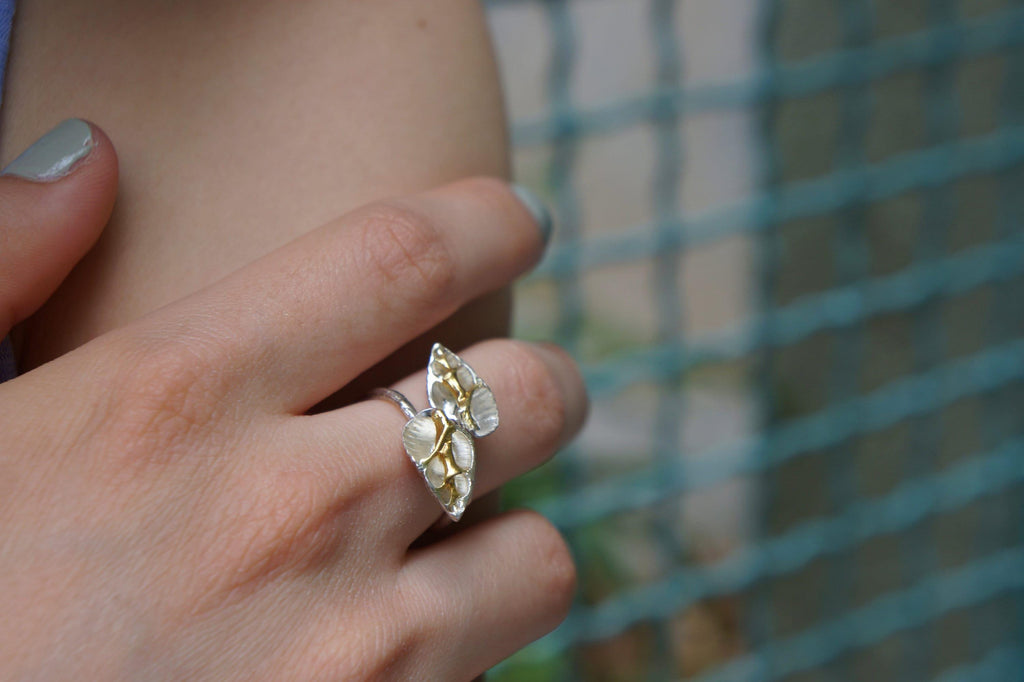 Sterling Silver Sea Shell Ring - Adjustable Ocean Jewelry