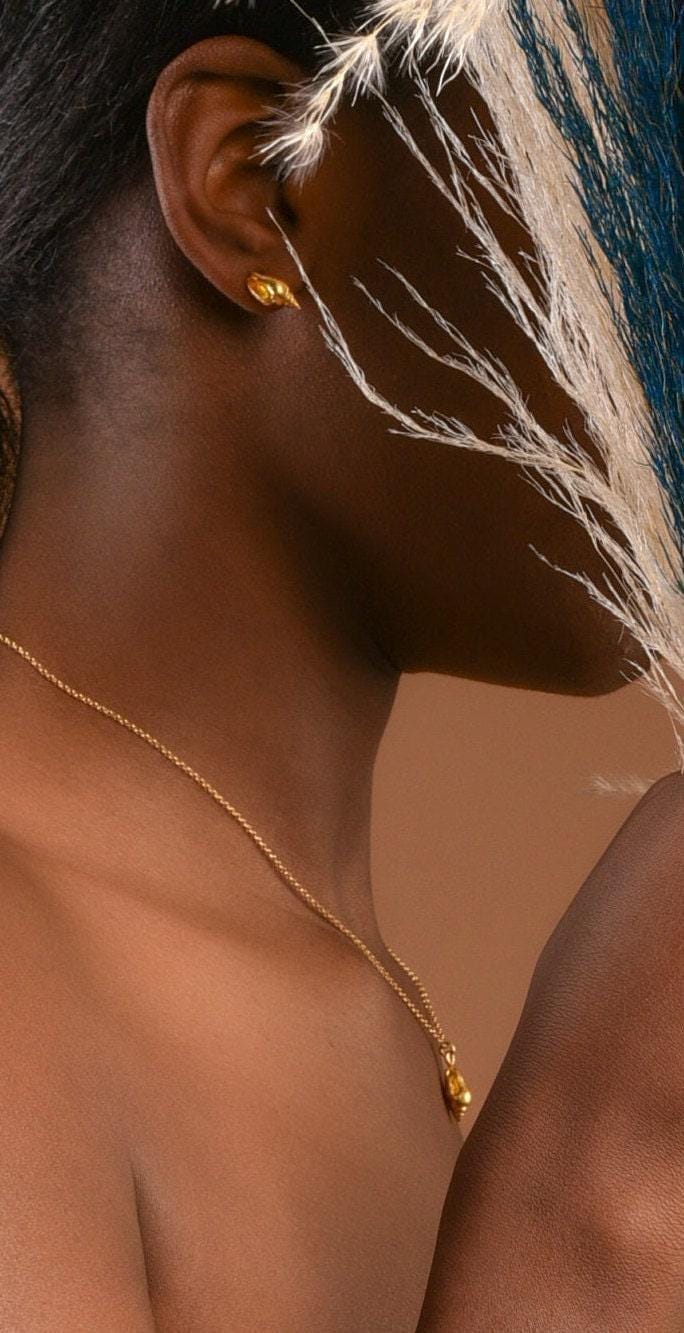 Gold Sea Shell Necklace, Gold-Plated Sterling Silver Jewelry, Silver Pendant, Gift for Her, Birthday Gift for Women, Handmade Jewelry
