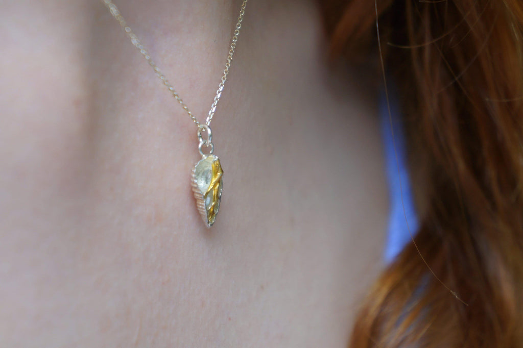 Nature-Inspired Heart Shell Necklace, Sterling Silver (Handmade)