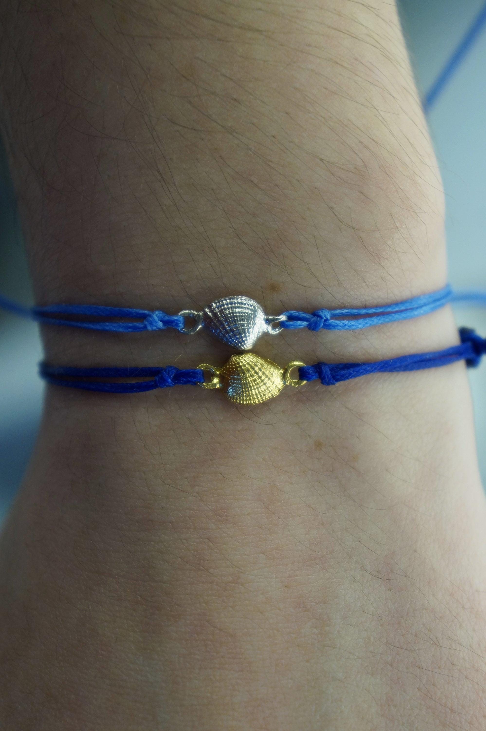Sterling Silver Sea Shell Bracelet - Nautical Summer Cord Jewelry