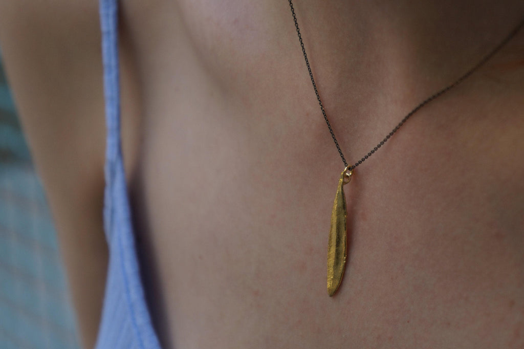 Olive Leaf Necklace – Sterling Silver Electroformed Botanical Jewelry Pendant