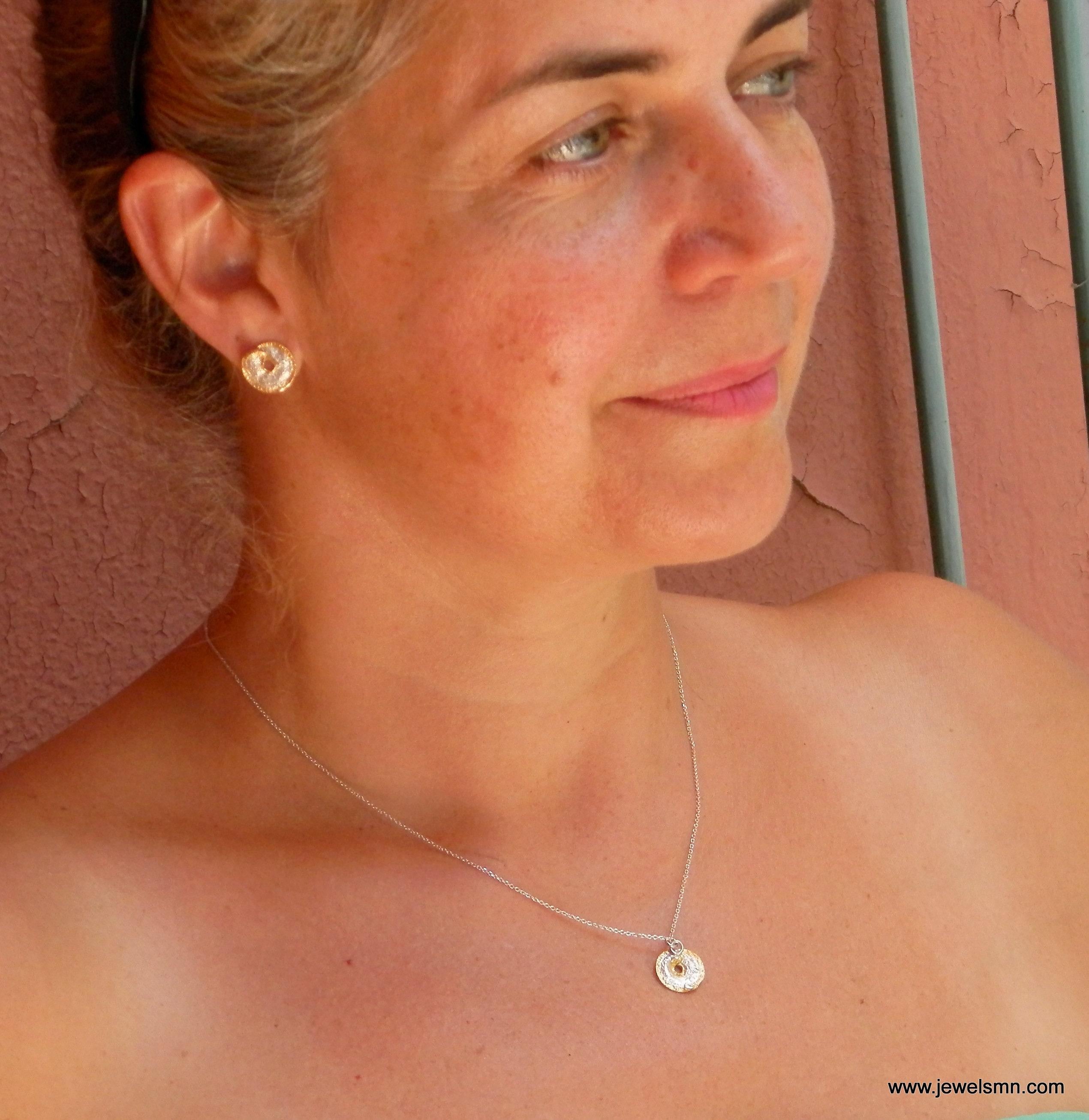 Sterling Silver Birth Flower Necklace: Real Leaf Pendant (Adjustable Chain)