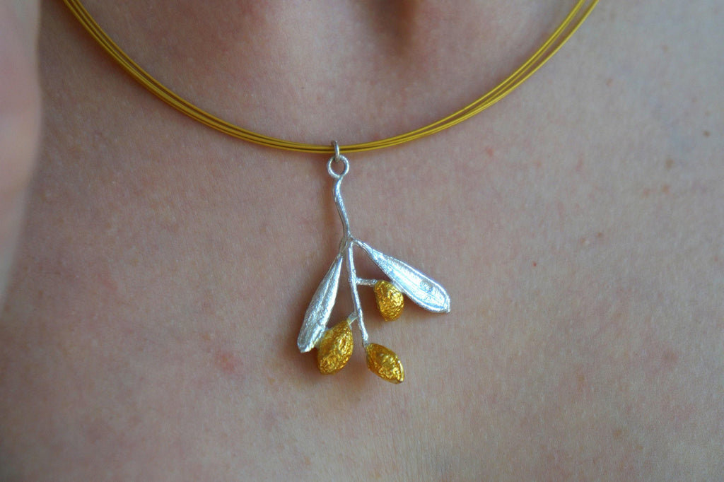 Sterling Silver Necklace - Olive Branch Pendant | Botanical Jewelry Gift Boxed
