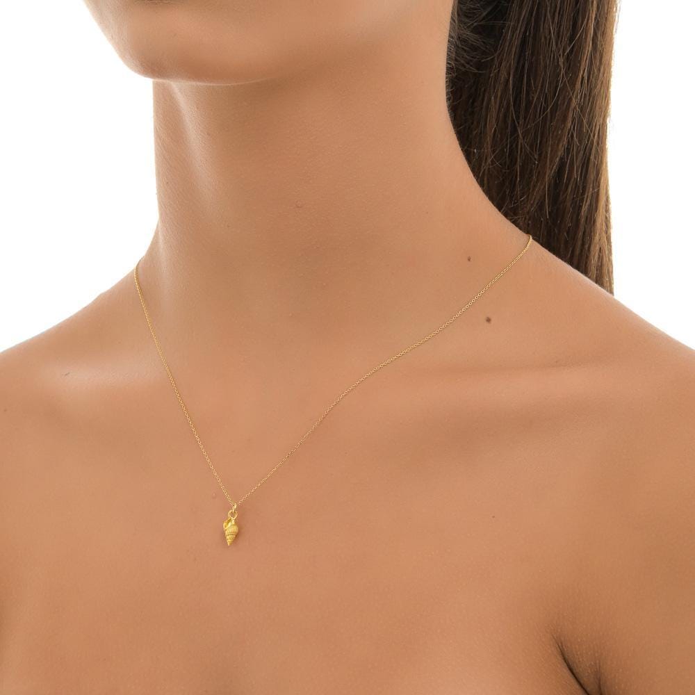 Sea Shell Pendant – Minimalist Necklace with Sterling Silver or 18k Gold Plated Chain