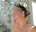 Nature Lover Honeycomb Necklace, Sterling Silver, Brown Stone (Tiny Minimalist)