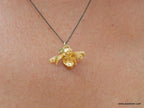 Bee Pendant Necklace: Gold Plated on Sterling Silver - Nature Inspired