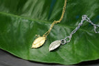 Rose Leaf Pendant Necklace: Nature Inspired Jewelry (Gold Plated, Small)
