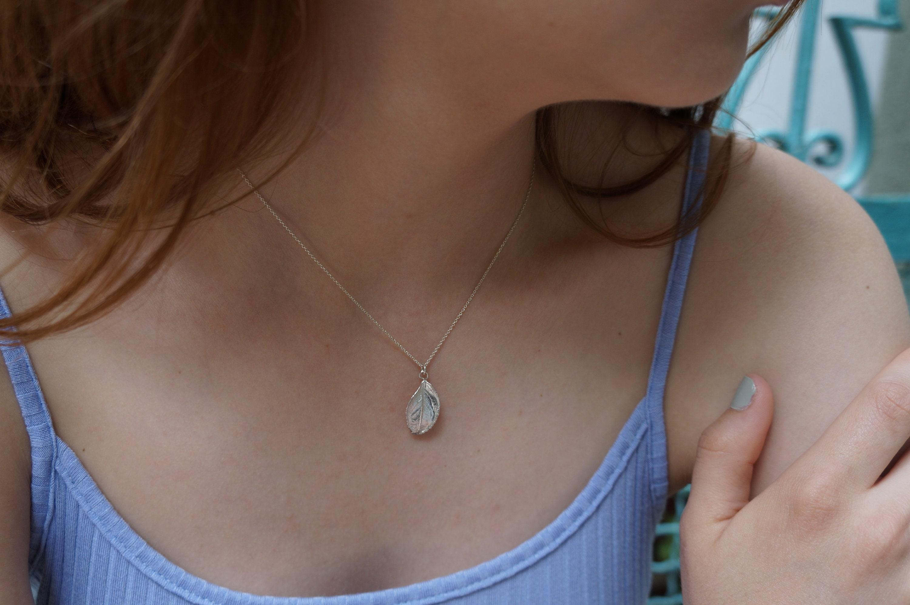 Pressed Rose Leaf Necklace – Handmade Sterling Silver Pendant | Unique Nature Jewelry Gift