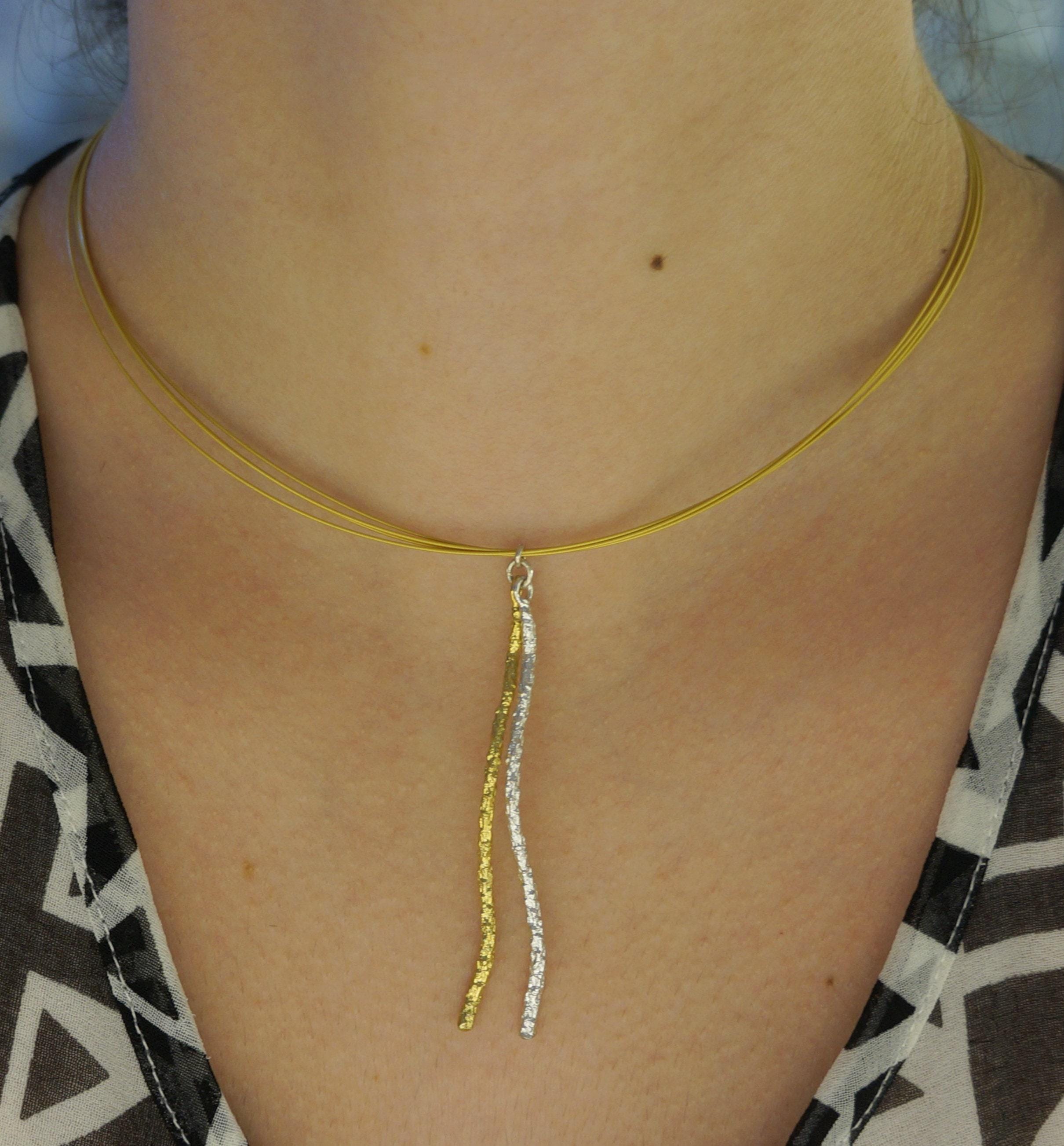 Sterling Silver Necklace – Two Tone Pine Branch Pendant | Botanical Jewelry
