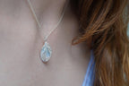 Nature-Inspired Rose Leaf Necklace, Sterling Silver (Dainty Pendant)