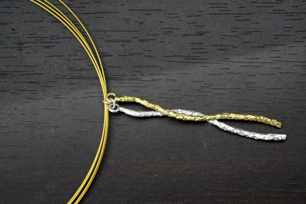 Sterling Silver Necklace – Two Tone Pine Branch Pendant | Botanical Jewelry