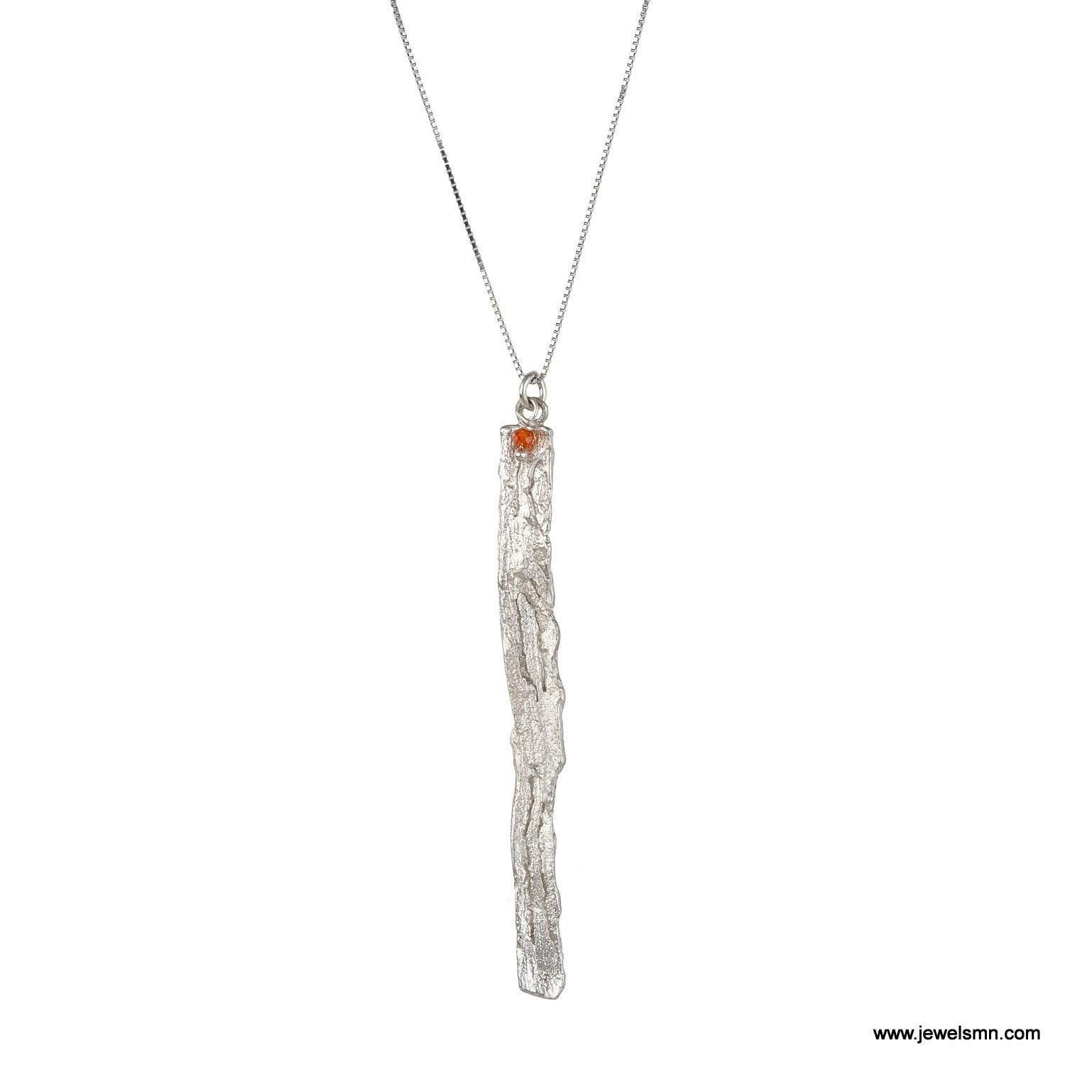 Sterling Silver Pendant: Citrus Bark Texture Necklace (Recycled, Handmade)