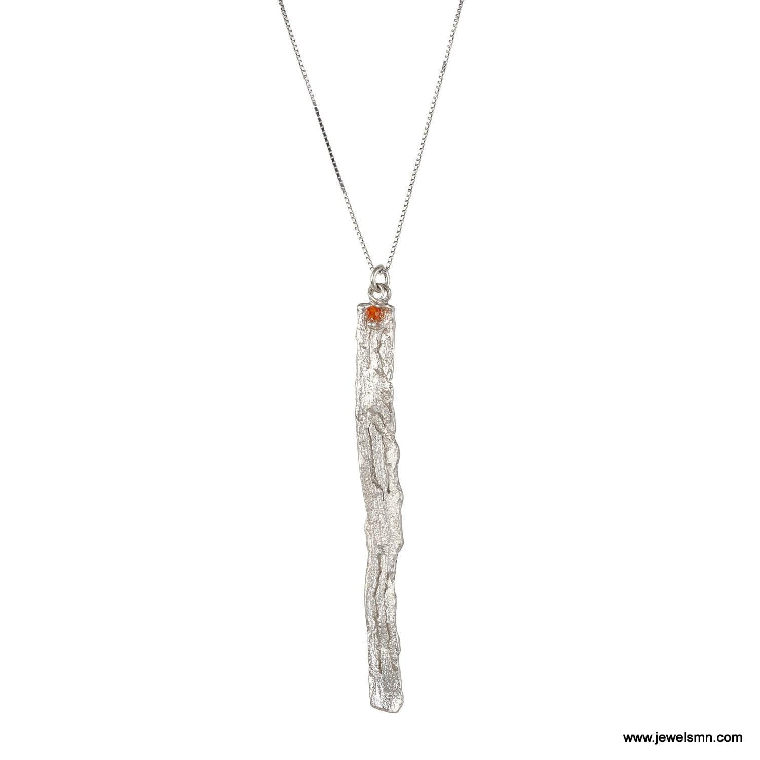 Sterling Silver Pendant: Citrus Bark Texture Necklace (Recycled, Handmade)