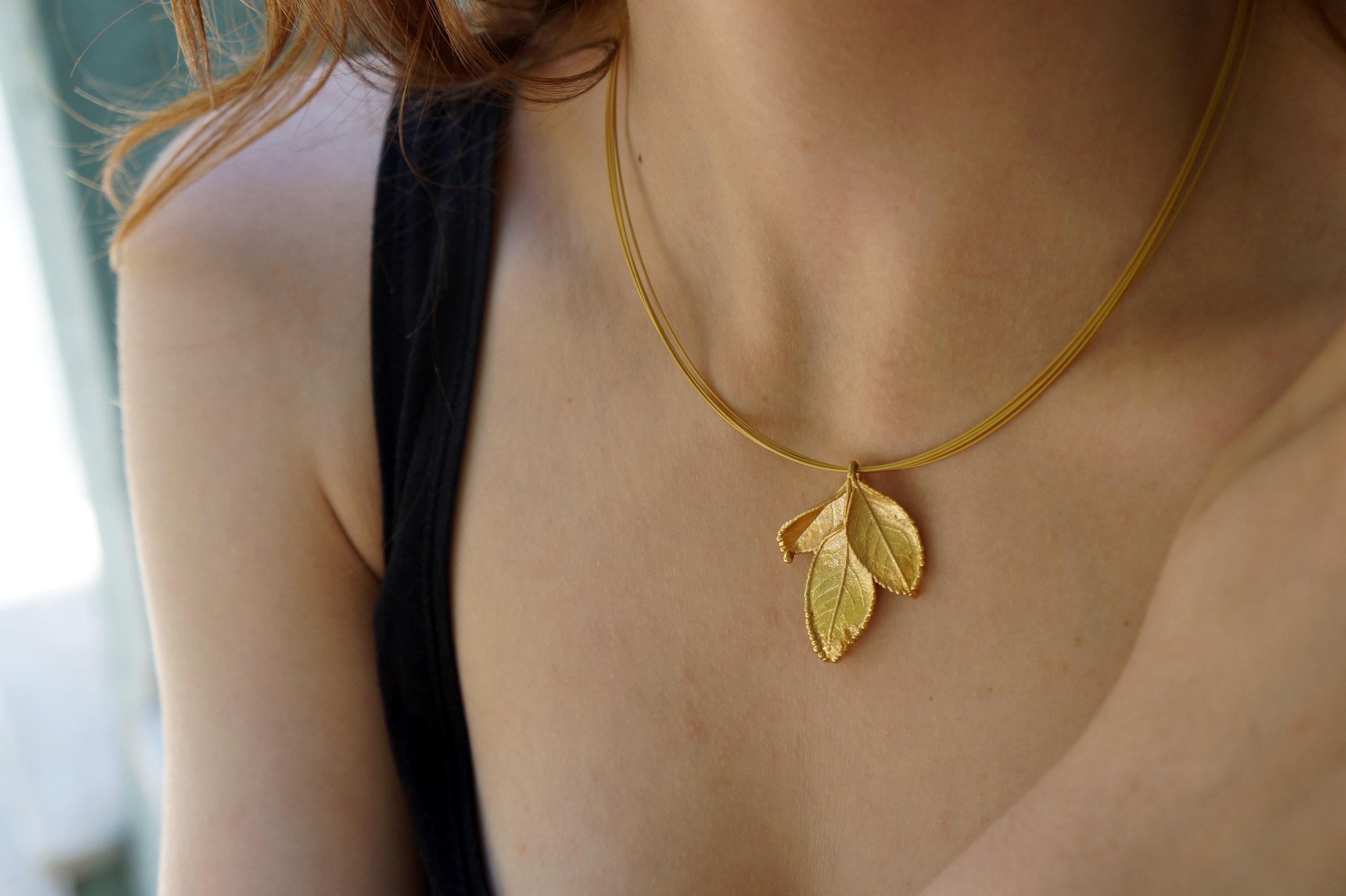 Gold Leaf Necklace – Handmade Rose Gold Jewelry With Unique Leaf Pendant