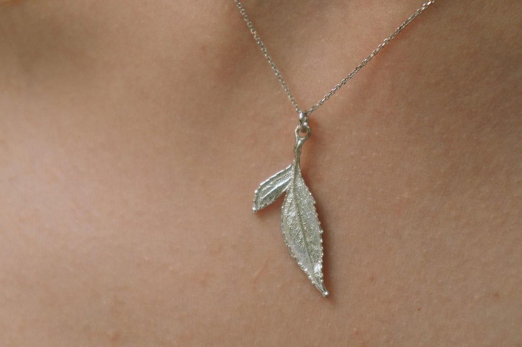 Sterling Silver Leaf Pendant - Wild Rose Necklace On Chain | Handmade Eco Friendly Jewelry