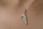 Sterling Silver Leaf Necklace - Delicate Wild Rose Pendant