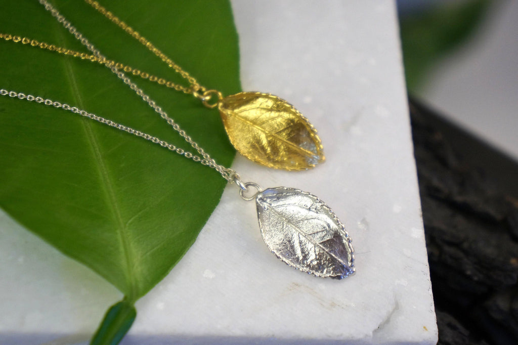 Rose Leaf Pendant Necklace – Eco Friendly Gold Filled Sterling Silver Jewelry